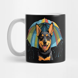 Australian Cattle Dog Rainy Day With Umbrella Mug